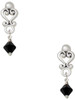 Black Crystal Bicone - Filigree Heart Post Earrings