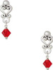 July - Red Crystal Bicone - Filigree Heart Post Earrings