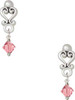 October - Hot Pink Crystal Bicone - Filigree Heart Post Earrings