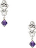 Purple Velvet Crystal Bicone - Filigree Heart Post Earrings