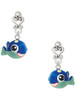 Resin Blue Fish with Pink Polka Dots - Filigree Heart Post Earrings