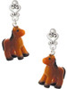 Resin Brown Pony - Filigree Heart Post Earrings