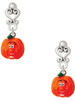 Resin Funny Ahh! Pumpkin - Filigree Heart Post Earrings