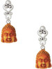 Resin Buddha Head - Filigree Heart Post Earrings
