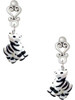 Resin Zebra - Filigree Heart Post Earrings