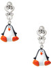 Resin Penguin - Filigree Heart Post Earrings
