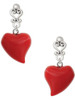 Resin Red Puffy Heart - Filigree Heart Post Earrings