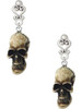 Resin Skull - Filigree Heart Post Earrings