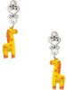 Resin Yellow Geronimo the Giraffe - Filigree Heart Post Earrings