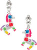 Resin Bright Paint Pony - Filigree Heart Post Earrings
