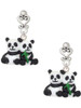 Resin Panda Bear Best Friends - Filigree Heart Post Earrings