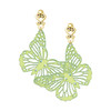 Acrylic Cut Out Butterfly Mirror Lime Green - Gold tone Filigree Heart Post Earrings