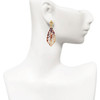 Acrylic Large Leaf Mixed Brown and Yellow - Gold tone Filigree Heart Post Earrings