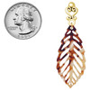 Acrylic Large Leaf Mixed Brown and Yellow - Gold tone Filigree Heart Post Earrings