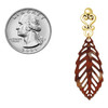 Acrylic Medium Leaf Shimmer Brown - Gold tone Filigree Heart Post Earrings