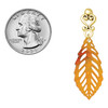 Acrylic Medium Leaf Orange Mixed Brown and Yellow - Gold tone Filigree Heart Post Earrings