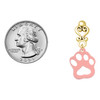 Acrylic Small Paw Light Pink - Gold tone Filigree Heart Post Earrings