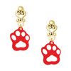 Acrylic Small Paw Red - Gold tone Filigree Heart Post Earrings