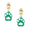 Acrylic Small Paw Green - Gold tone Filigree Heart Post Earrings