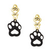 Acrylic Small Paw Black - Gold tone Filigree Heart Post Earrings