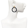 Acrylic 1 1/2" Ring with 4mm Crystal Black - Gold tone Filigree Heart Post Earrings