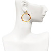 Acrylic 1 1/2" Ring with 4mm Crystal Mixed Brown and Yellow - Gold tone Filigree Heart Post Earrings