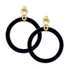 Acrylic 1 1/2" Ring Black - Gold tone Filigree Heart Post Earrings