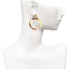 Acrylic 1 1/2" Ring Mixed Brown and Yellow - Gold tone Filigree Heart Post Earrings
