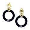 Acrylic 7/8" Ring with 4mm Crystal Black - Gold tone Filigree Heart Post Earrings