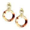 Acrylic 7/8" Ring with 4mm Crystal Mixed Brown and Yellow - Gold tone Filigree Heart Post Earrings