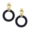 Acrylic 7/8" Ring Black - Gold tone Filigree Heart Post Earrings