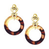 Acrylic 7/8" Ring Mixed Brown and Yellow - Gold tone Filigree Heart Post Earrings