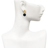 Acrylic 1/2" Disc Black - Gold tone Filigree Heart Post Earrings