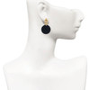 Acrylic 7/8" Disc Black - Gold tone Filigree Heart Post Earrings