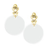 Acrylic Large Disc Shimmer White - Gold tone Filigree Heart Post Earrings