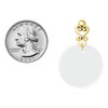 Acrylic Large Disc Shimmer White - Gold tone Filigree Heart Post Earrings