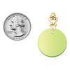 Acrylic Large Disc Shimmer Lime Green - Gold tone Filigree Heart Post Earrings