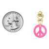 Acrylic Small Hot Pink Peace Sign - Gold tone Filigree Heart Post Earrings