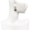 Acrylic Small Black Peace Sign - Gold tone Filigree Heart Post Earrings