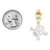 Acrylic Small Mirror Skull - Gold tone Filigree Heart Post Earrings