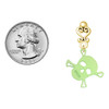 Acrylic Small Lime Green Skull - Gold tone Filigree Heart Post Earrings