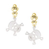 Acrylic Small Clear Skull - Gold tone Filigree Heart Post Earrings