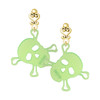 Acrylic Large Lime Green Skull - Gold tone Filigree Heart Post Earrings