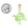 Acrylic Large Lime Green Skull - Gold tone Filigree Heart Post Earrings