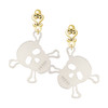 Acrylic Large Clear Skull - Gold tone Filigree Heart Post Earrings