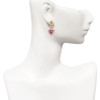 Acrylic Pink "Dream On / Bite Me" Heart - Gold tone Filigree Heart Post Earrings