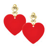 Acrylic Large Red Heart - Gold tone Filigree Heart Post Earrings