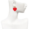 Acrylic Large Red Heart - Gold tone Filigree Heart Post Earrings
