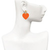 Acrylic Large Orange Heart - Gold tone Filigree Heart Post Earrings
