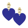 Acrylic Large Royal Blue Heart - Gold tone Filigree Heart Post Earrings